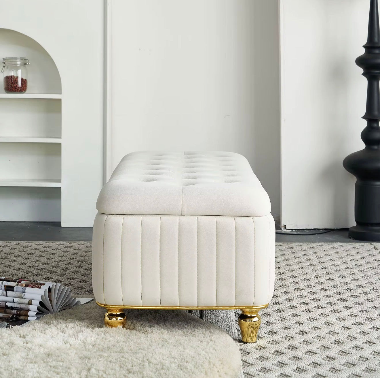 Casa Milano Velvet Ottoman Bench