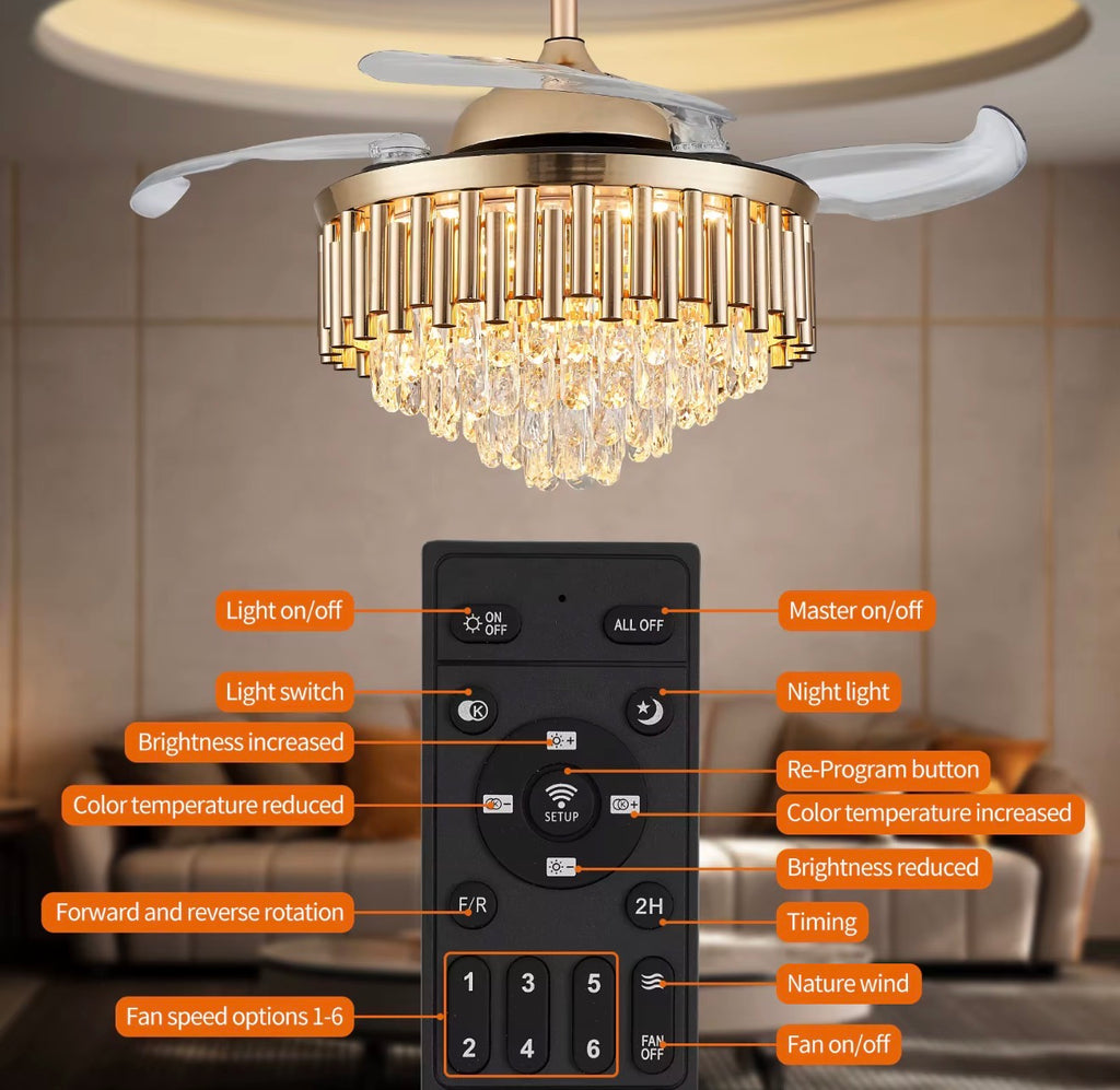 Casa Milano Crystal Chandelier Ceiling Fan