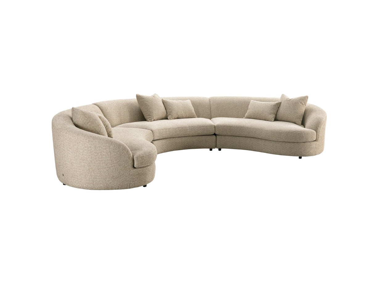 Morena Cream Blockweave Curved Sectional Sofa