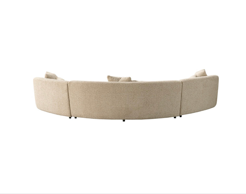 Morena Cream Blockweave Curved Sectional Sofa