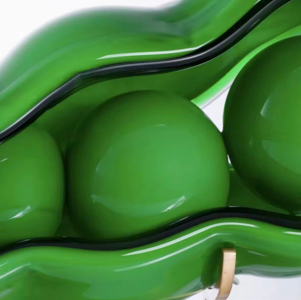 Verdiana Emerald Glass Peapod Sculpture