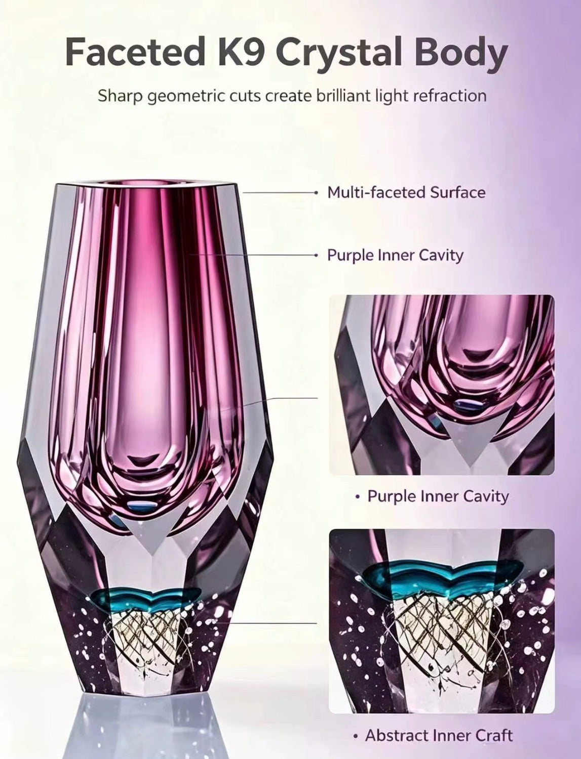 Violetta Faceted K9 Crystal Vase