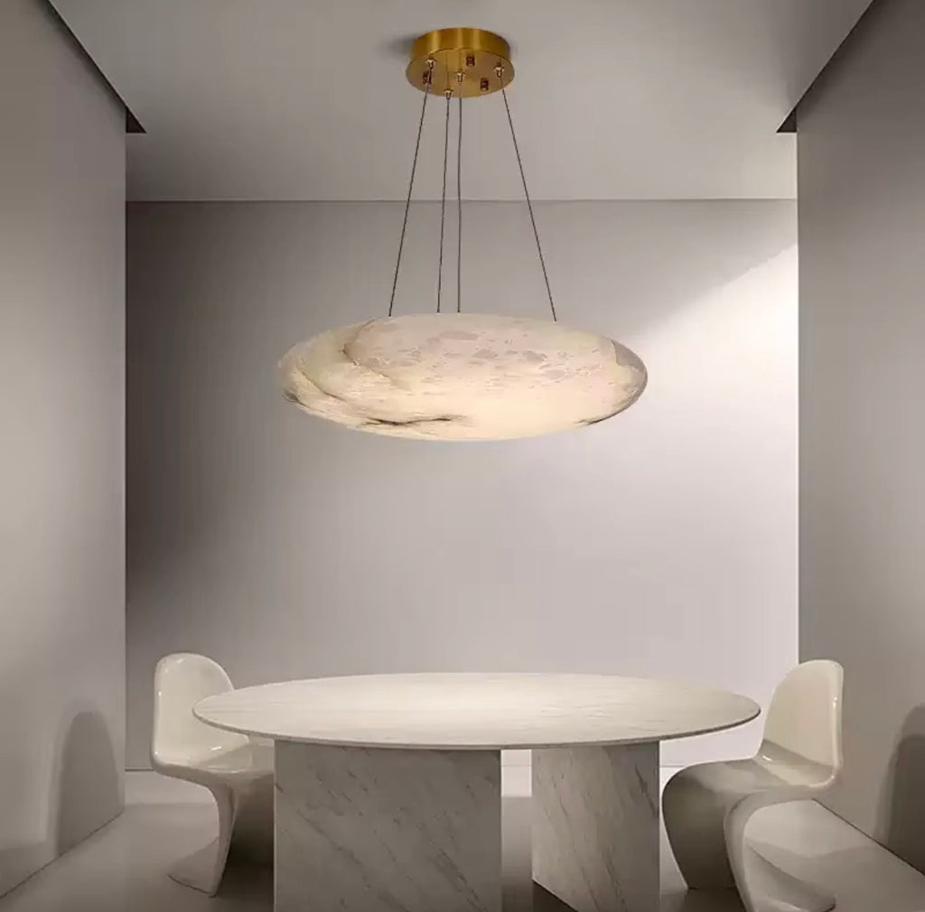 Alessia Sculptural Marble Disc Pendant Light