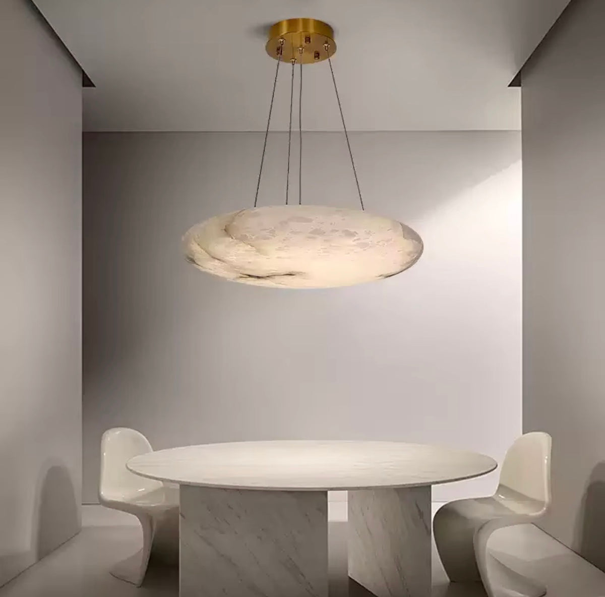 Alessia Sculptural Marble Disc Pendant Light
