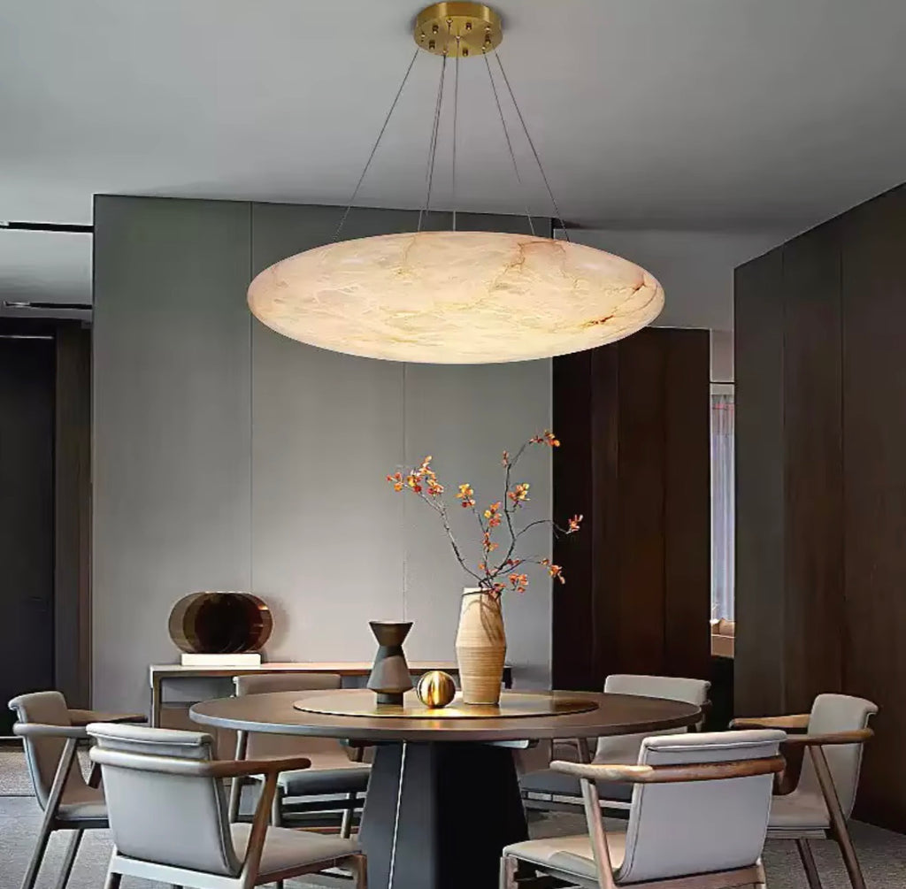 Alessia Sculptural Marble Disc Pendant Light