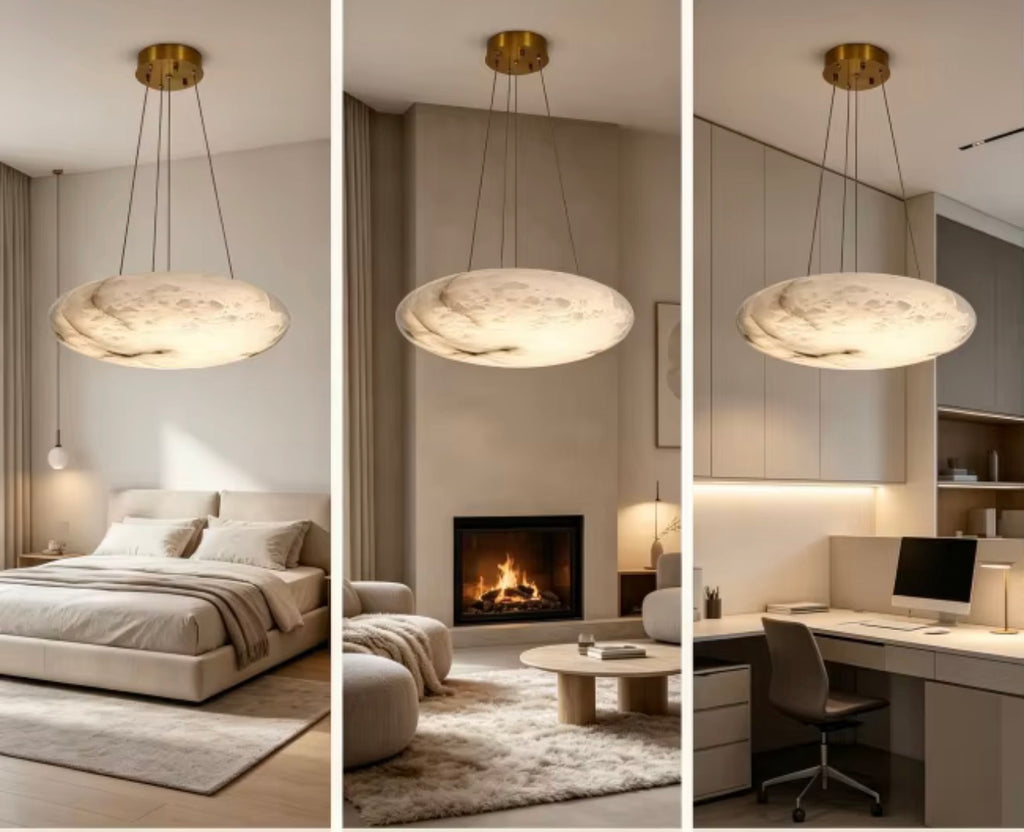 Alessia Sculptural Marble Disc Pendant Light