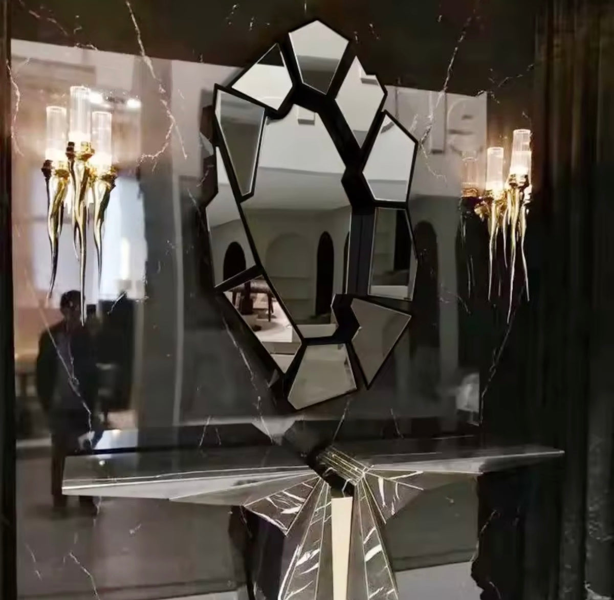 Alessia Geometric Art Deco Wall Mirror
