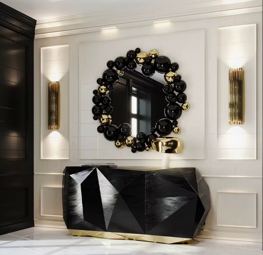 Celestia Black & Gold Sculptural Wall Mirror