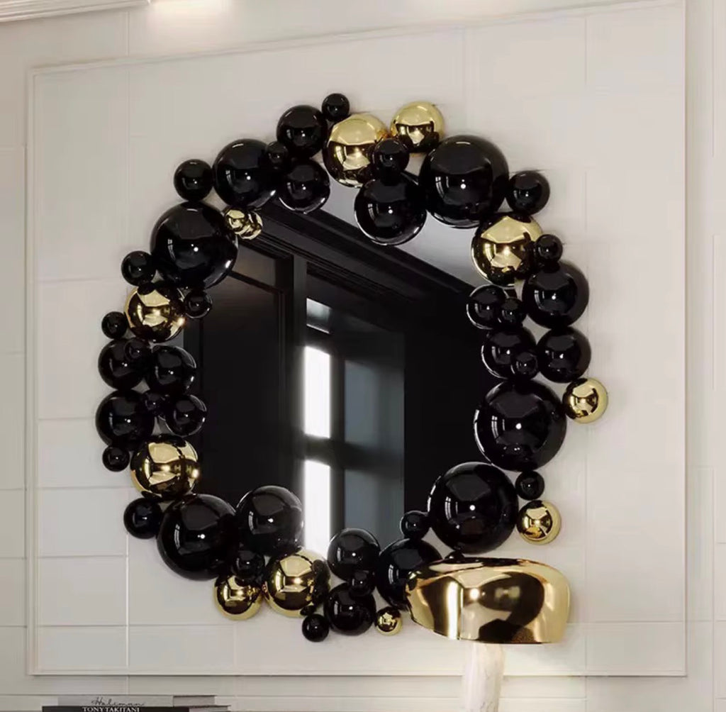 Celestia Black & Gold Sculptural Wall Mirror