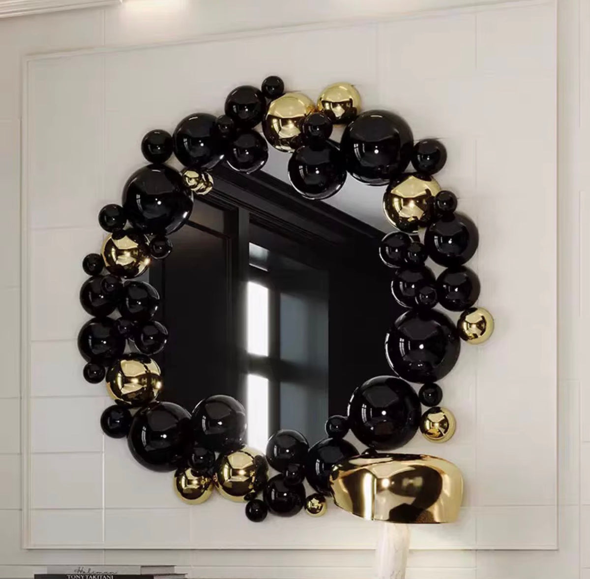 Celestia Black & Gold Sculptural Wall Mirror