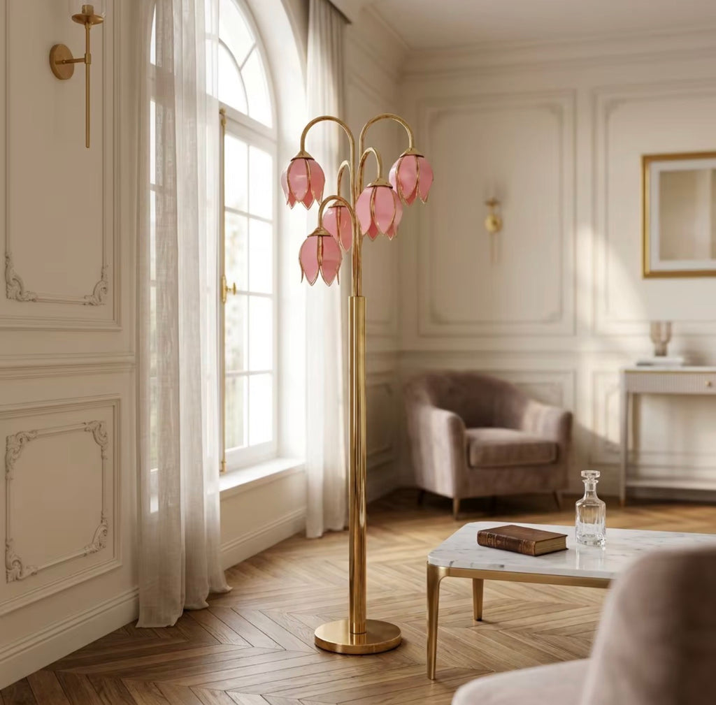 Rosalina Pink Glass Flower Floor Lamp